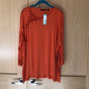 Cyrus Katrina Lace Up Detail Knit Top 3X S…